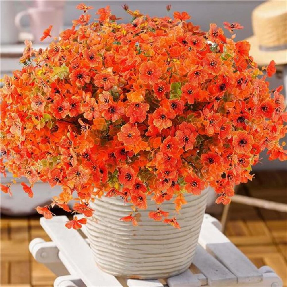 18 Pcs Artificial Mums Flowers Outdoor Plastic Fall Flowers Fake Mums Autumn